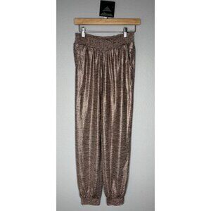 Anthropologie Pants Large SMALL Jogger ROSE GOLD Metallic Pull On Casual Elastic